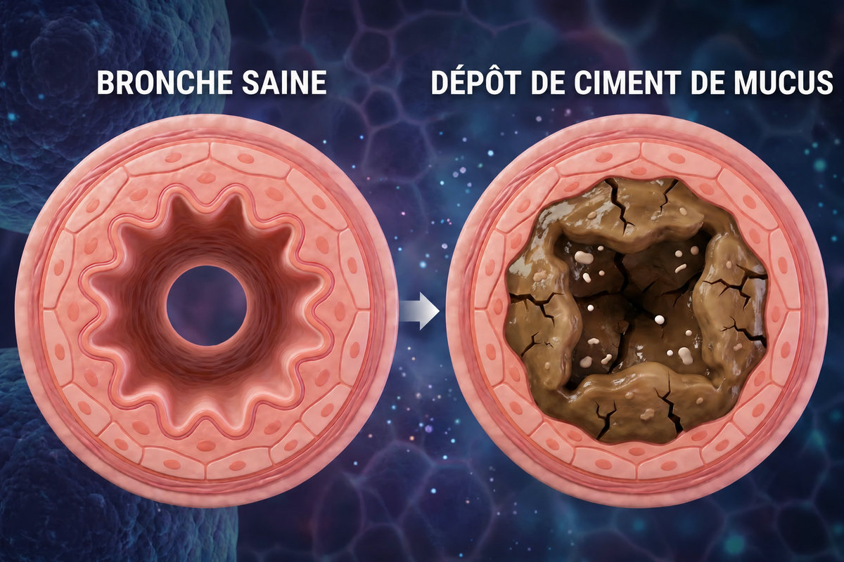 Schéma du mucus épais et difficile à évacuer