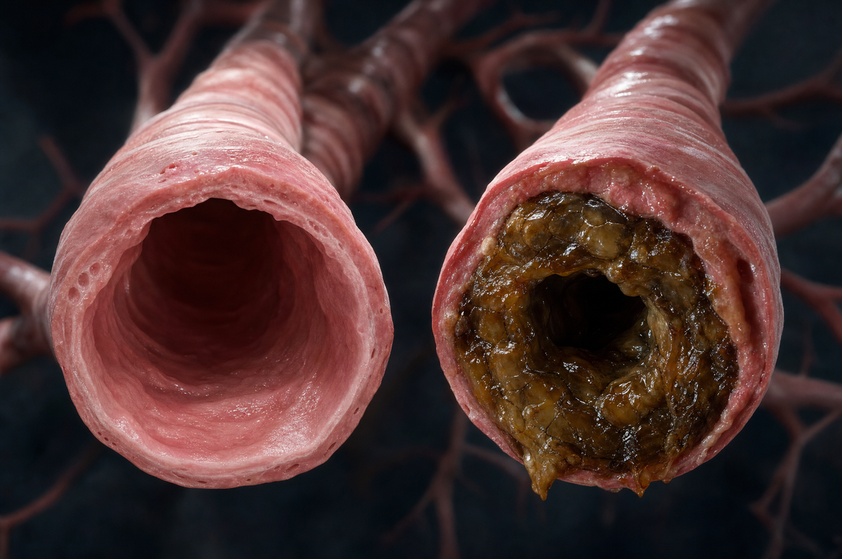 Voies respiratoires saines et ciment de mucus